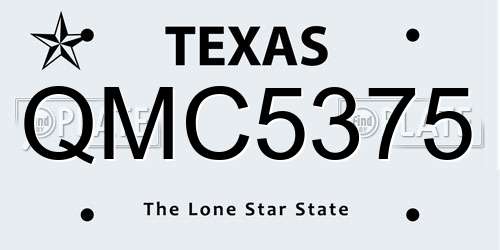 QMC5375 Texas License Plate