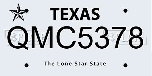 QMC5378 Texas License Plate