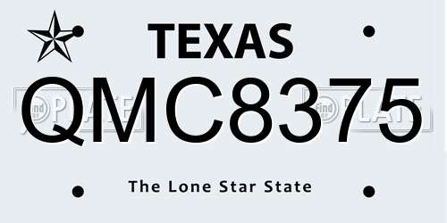 QMC8375 Texas License Plate