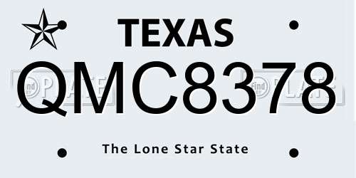QMC8378 Texas License Plate