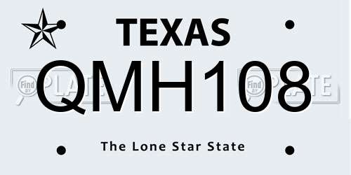 QMH108 Texas License Plate