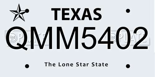 QMM5402 Texas License Plate