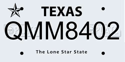 QMM8402 Texas License Plate