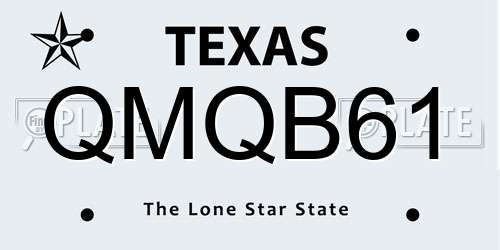 QMQB61 Texas License Plate