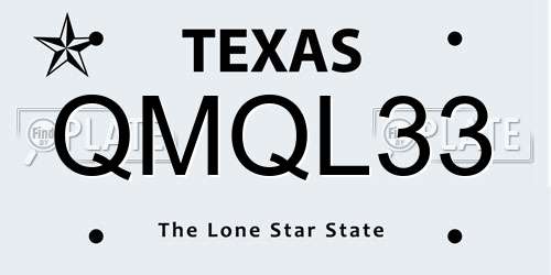 QMQL33 Texas License Plate