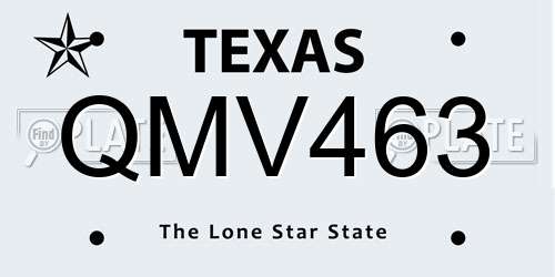 QMV463 Texas License Plate