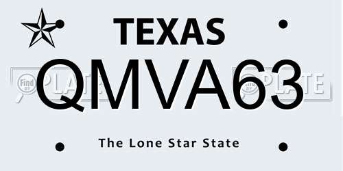 QMVA63 Texas License Plate