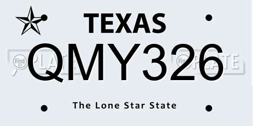 QMY326 Texas License Plate