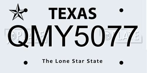 QMY5077 Texas License Plate
