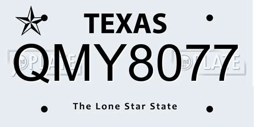 QMY8077 Texas License Plate