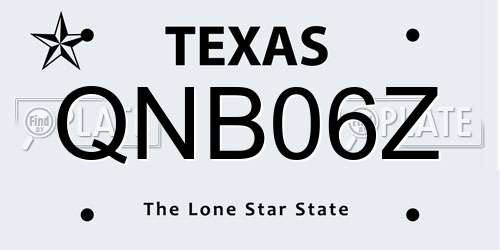 QNB06Z Texas License Plate