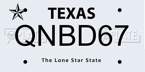 QNBD67 Texas License Plate