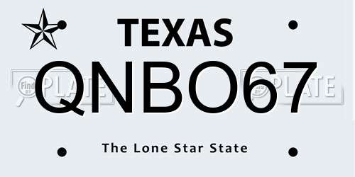 QNBO67 Texas License Plate