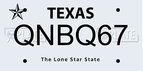 QNBQ67 Texas License Plate
