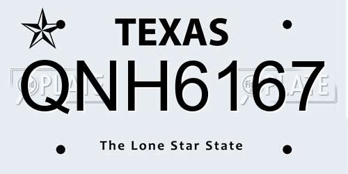 QNH6167 Texas License Plate