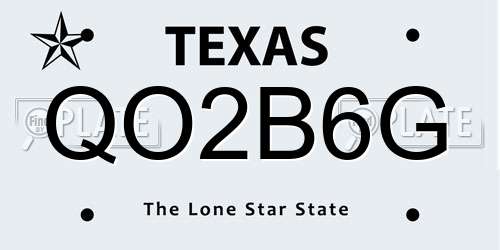 QO2B6G Texas License Plate