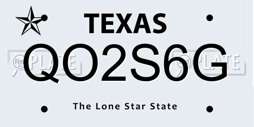 QO2S6G Texas License Plate