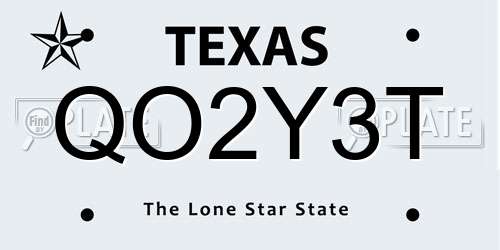 QO2Y3T Texas License Plate