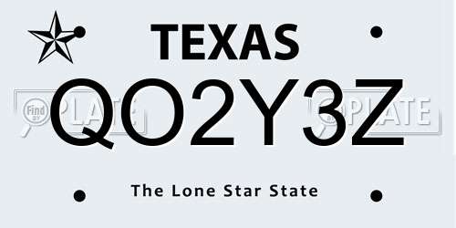 QO2Y3Z Texas License Plate