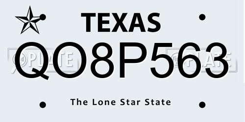 QO8P563 Texas License Plate