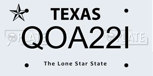 QOA22I Texas License Plate