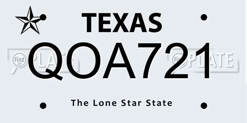 QOA721 Texas License Plate