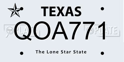 QOA771 Texas License Plate