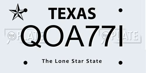 QOA77I Texas License Plate