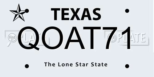 QOAT71 Texas License Plate