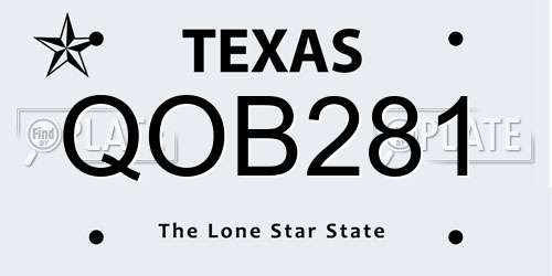 QOB281 Texas License Plate