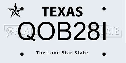QOB28I Texas License Plate