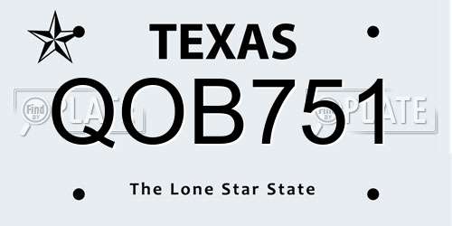 QOB751 Texas License Plate