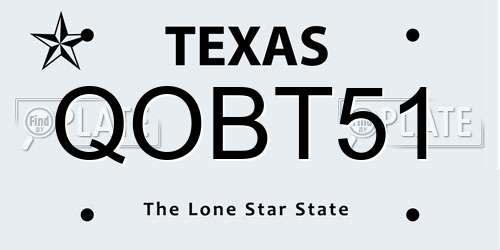 QOBT51 Texas License Plate