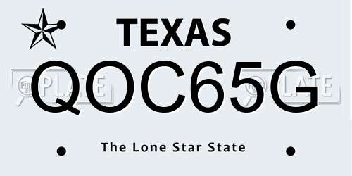 QOC65G Texas License Plate