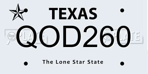 QOD260 Texas License Plate