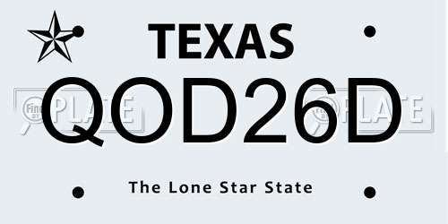 QOD26D Texas License Plate