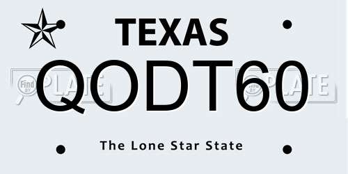 QODT60 Texas License Plate
