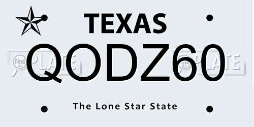 QODZ60 Texas License Plate