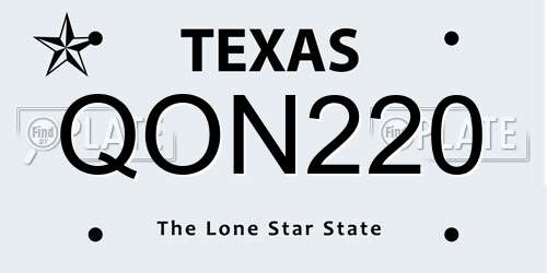 QON220 Texas License Plate