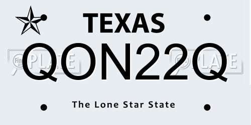 QON22Q Texas License Plate