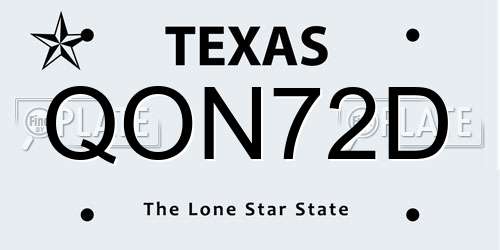 QON72D Texas License Plate