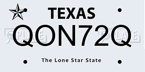 QON72Q Texas License Plate