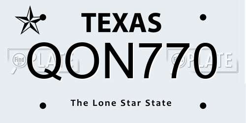 QON770 Texas License Plate