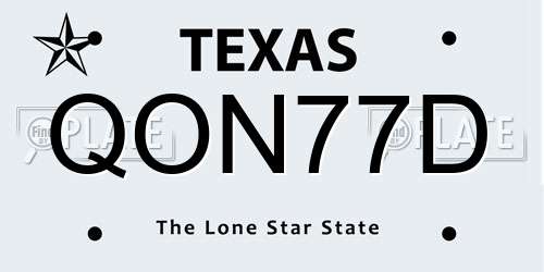 QON77D Texas License Plate