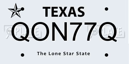 QON77Q Texas License Plate