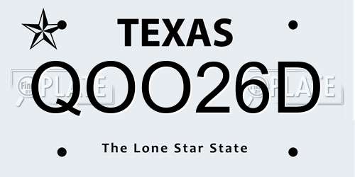 QOO26D Texas License Plate