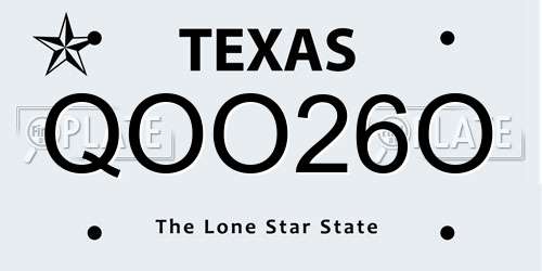 QOO26O Texas License Plate