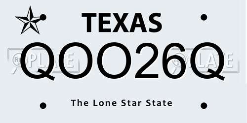 QOO26Q Texas License Plate