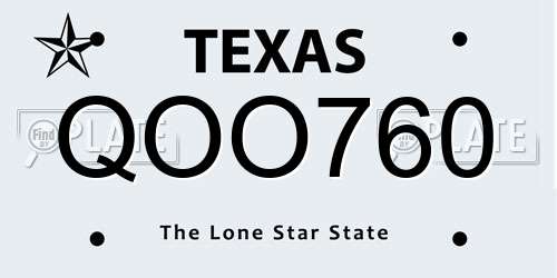 QOO760 Texas License Plate
