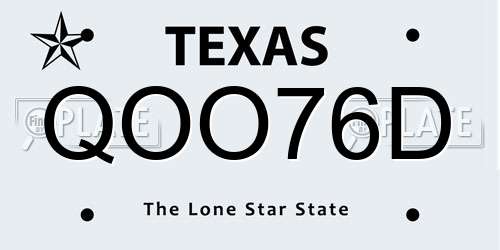 QOO76D Texas License Plate